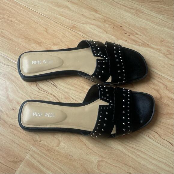 |Nine West| Black Studded Slide Sandals Like New! - Picture 3 of 7